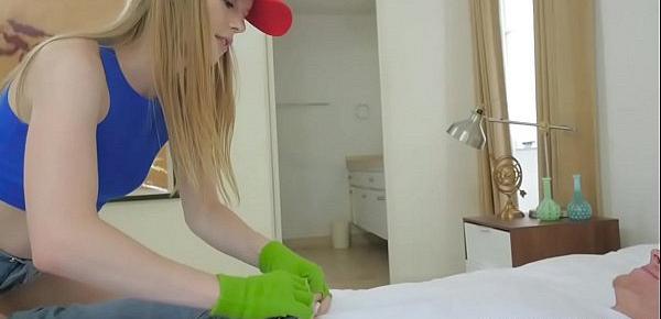  Dolly Leigh blowjobs Richies pika cock while playing